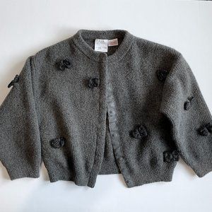 Zara Kids Knit Grey Bow Sweater 3-4 Years Toddler Girls